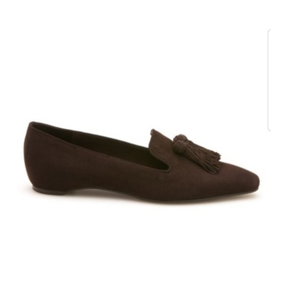 Stuart Weitzman Tasstrio Loafer in Cola Brown Suede - Picture 1 of 9